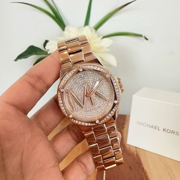 Michael Kors Lennox Three-Hand Rose Gold-Tone Stainless Steel Watch - Picture 5 of 9